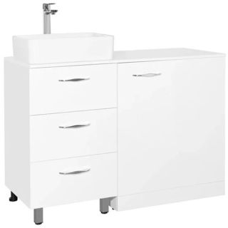 Тумба STYLE LINE ЛС-000010046 "Берн 120" (3 ящ.) со столешницей, белая, PLUS под стиральную машинку